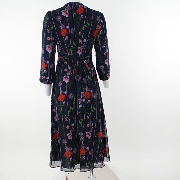 Ted Baker London Hedgerow Floral Stripe Long Sleeve Wrap Dress - Picture 4 of 5